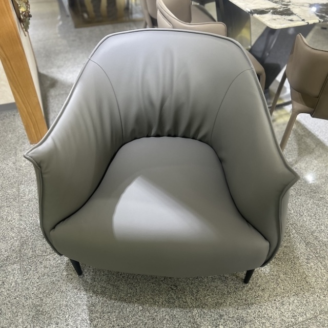 ソファー シングルソファ　グレー Leather Stainless Steel Single Sofa/本革シングルソファ